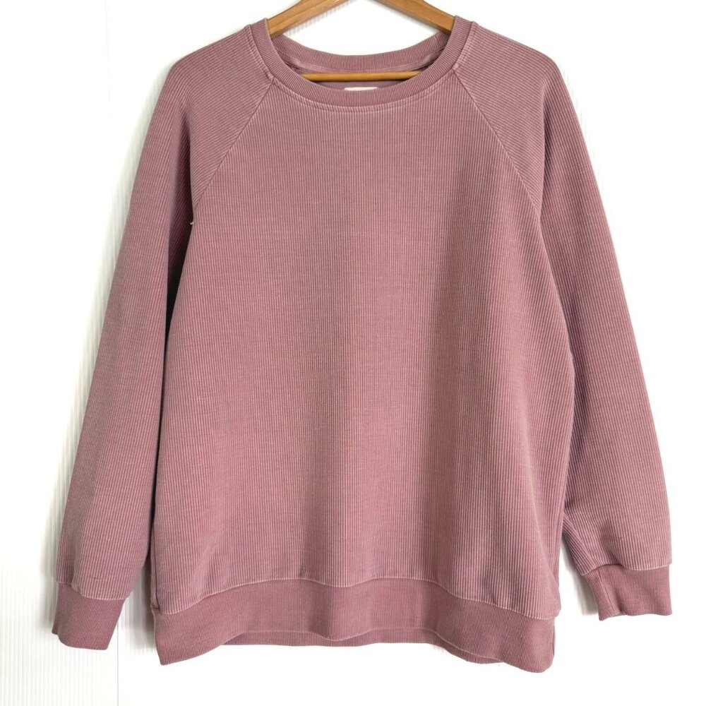 size S oversized‎ Altar'd State Ribbed Crewneck Sweatshirt Mauve Pink